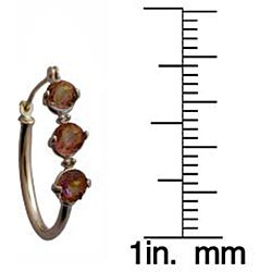 10k Yellow Gold Round-cut Twilight Mystic Topaz and Diamond Hoop Earrings