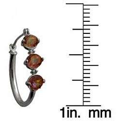 10k White Gold Round-cut Twilight Mystic Topaz and Diamond Hoop Earrings
