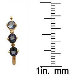 10k Yellow Gold Round-cut Mystic Blue Topaz and Diamond Hoop Earrings
