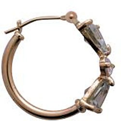 10k Yellow Gold Trillion-cut Green Amethyst Hoop Earrings