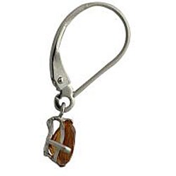 10k White Gold Citrine Trillion Leverback Earrings