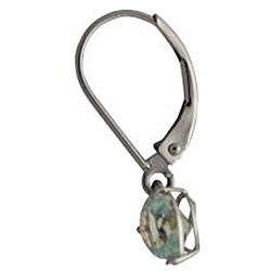 10k White Gold 6-mm Green Amethyst Leverback Earrings