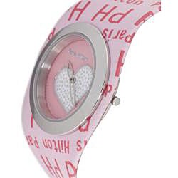 Paris Hilton Women's Pink Heart Cuff Watch