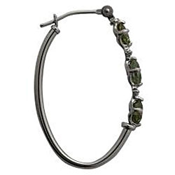 10k White Gold Square-cut Mystic Green Topaz and Diamond Hoop Earrings 