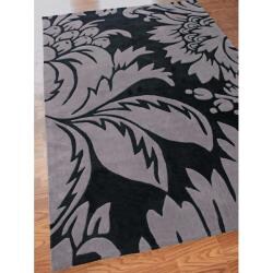 Hand-tufted Alexa Pino Collection Floral Grey Rug (5' x 8')