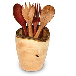 Mango Wood Utensil Vase (Thailand)