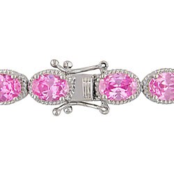 Silver Pink Cubic Zirconia Tennis Bracelet