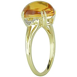 10K Yellow Gold 4 3/4 ct Citrine and Diamond Accent Ring (H-I, I2-I3)