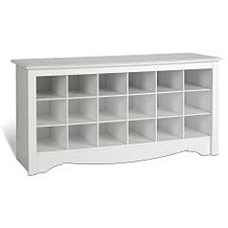 Winslow White Shoe Storage Cubbie Bench