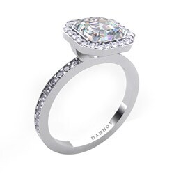 Danhov 14k Gold Cubic Zirconia and 3/8ct TDW Diamond Engagement Ring (G, VS2)