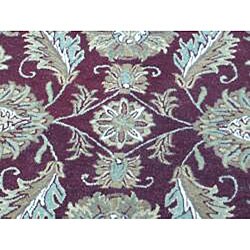 Indo Hand-tufted Burgundy Wool Rug (8' Round)