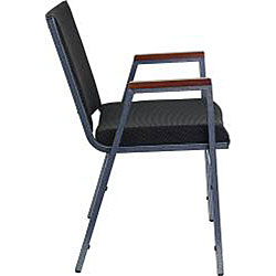 Heavy Duty Black Patterned Upholstered Stack Chair with Arms (Case of 40)