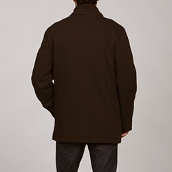Cole Haan Men's Wool Blend Leather Trim Coat