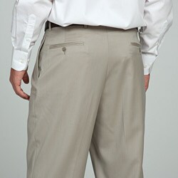 Austin Reed Men's Beige Pleated Gabardine Trousers
