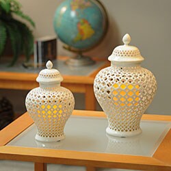 CandleTEK White Apothecary Urn with Flameless Wax Candle