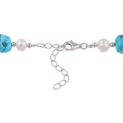 White Freshwater Pearl and Baroque Turquoise Bead Necklace (7-8 mm)