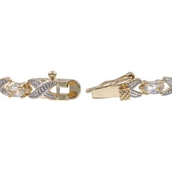 Gold over Silver Green Amethyst 'X and O' Bracelet