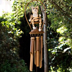 Bamboo 'Phat Cat' Wind Chime (Indonesia)