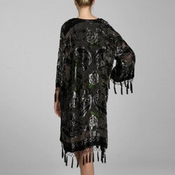 Handmade Black Embroidered Velvet and Silk Shawl Jacket