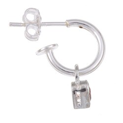 Sterling Essentials Sterling Silver Garnet Heart Hoop Earrings
