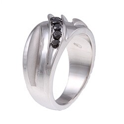 Sterling Silver Men's 1/2ct TDW Black Diamond Band