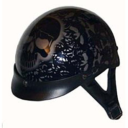 DOT Bone Yard Black Shorty Motorcycle Helmet