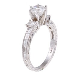 Natalie K 14k Gold 3/4ct TDW Channel Diamond and CZ Engagement Ring (H, SI1)