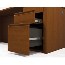 Bestar Prestige Credenza with Pedestals and Hutch