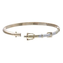 10k Yellow Gold Diamond Accent Buckle Design Bangle Bracelet