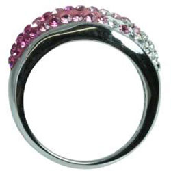 Sterling Silver White and Pink Crystal Fashion Ring