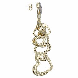 Ultimate CZ 14k Gold Overlay Cubic Zirconia Hammered Heart Earrings