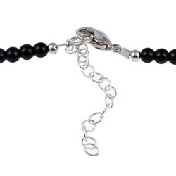 Lee Sands Silvertone Onyx and Opalite Angel Necklace