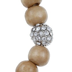 Dark Poplar Wood Crystal Fireball Center Beaded Bangle Bracelet