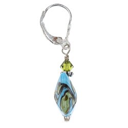 Charming Life Sterling Silver Art Glass Blue/ Green Earrings