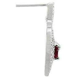 Sterling Silver Garnet and Diamond Accent Heart Drop Earrings