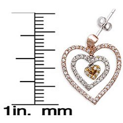 14k Three-tone Gold over Silver Cubic Zirconia Open Heart Earrings