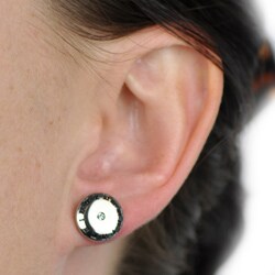 Stainless Steel Roman Numeral Cubic Zirconia Stud Earrings