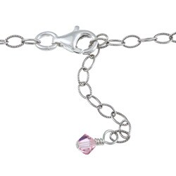 Charming Life Sterling Silver Rose Flower Art Glass Necklace