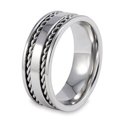 Stainless Steel Double Cable Inlay Ring