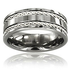 Men's Tungsten Carbide and Sterling Silver Inlay Band