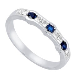 10k White Gold Sapphire and 1/4ct TDW Diamond Ring (I-J, I2)