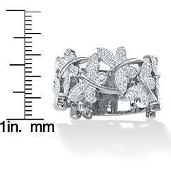 Platinum over Silver Diamond Accent Butterfly Ring