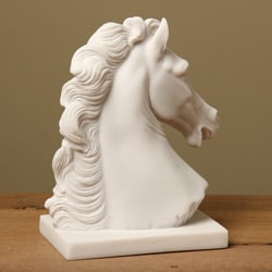 White Bonded Marble Voukefalas Horse Head Statue