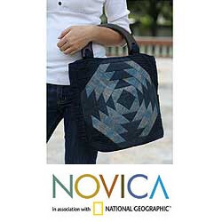 Cotton 'Hypnotic Blue' Tote Handbag (Thailand)
