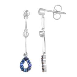 10k White Gold Sapphire and 1/10ct TDW Diamond Earrings (I-J, I2)