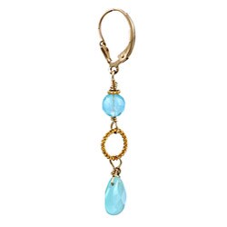 Charming Life 14k Goldfill Blue Chalcedony Quartz Briolette Earrings