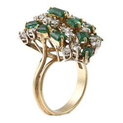 14k Gold 1 3/5ct TDW Diamond and Emerald Estate Ring (I-J, SI1-SI2)