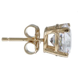Caribe Gold  14k over Sterling  Silver Round Cubic Zirconia Stud Earrings (8 mm)