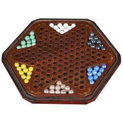 Red Leather Chinese Checkers Set (China)