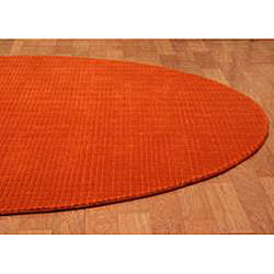 Hand-tufted Pulse Orange Wool Rug (8' Round)